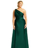 Draped One-Shoulder Satin Maxi Dress with Pockets - thumbnail