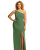Skinny One-Shoulder Trumpet Gown with Front Slit - thumbnail