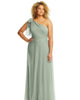 Draped One-Shoulder Maxi Dress with Scarf Bow - thumbnail