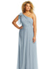 Draped One-Shoulder Maxi Dress with Scarf Bow - thumbnail