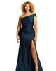 One-Shoulder Bias-Cuff Stretch Satin Mermaid Dress with Slight Train - thumbnail