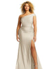 One-Shoulder Bias-Cuff Stretch Satin Mermaid Dress with Slight Train - thumbnail