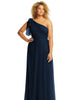 Draped One-Shoulder Maxi Dress with Scarf Bow - thumbnail