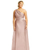 Draped One-Shoulder Satin Maxi Dress with Pockets - thumbnail
