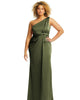 One-Shoulder Draped Twist Empire Waist Trumpet Gown - thumbnail