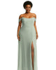 Off-the-Shoulder Basque Neck Maxi Dress with Flounce Sleeves - thumbnail