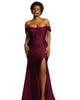 Off-the-Shoulder Corset Stretch Satin Mermaid Dress with Slight Train - thumbnail