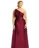 Draped One-Shoulder Satin Maxi Dress with Pockets - thumbnail