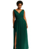 Sleeveless Draped Chiffon Maxi Dress with Front Slit - thumbnail