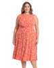 Floral sleeveless inset waist fit and flare midi dress - thumbnail