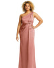 One-Shoulder Draped Twist Empire Waist Trumpet Gown - thumbnail
