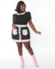 Smak Parlour Plus Size Black & Pink Contrast Button Mini Skirt - thumbnail