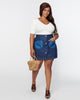 Smak Parlour Plus Size Dark Denim Tulip Match Game Mini Skirt - thumbnail