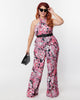 Smak Parlour Plus Size Black & Pink Psychedelic Hearts Draped Darling Jumpsuit - thumbnail