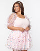 Smak Parlour Plus Size Pink & Confetti Heart Sleeve Googly Eyes Top - thumbnail