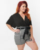 Unique Vintage Plus Size Black Flutter Sleeve Bodysuit - thumbnail