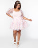 Smak Parlour Plus Size Pink Confetti Heart Tulle Mini Skirt - thumbnail