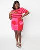 Smak Parlour Plus Size Pink & Red Heart Match Game Mini Skirt - thumbnail