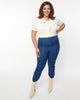 Unique Vintage Plus Size Blue Denim Cuffed Jeans - thumbnail