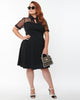 Unique Vintage Plus Size Black Mesh Fit & Flare Dress - thumbnail