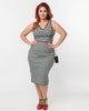 Unique Vintage Plus Size Black Gingham Sleeveless Deep V Wiggle Dress - thumbnail