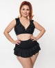 Unique Vintage Plus Size Black Smocked Ruffle Swim Bottom - thumbnail