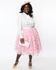 Unique Vintage Plus Size Pink & Foil Hearts Sweetie Pie Swing Skirt - thumbnail