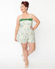 Unique Vintage Plus Size Mint & Fine Picnic Set Print Romper - thumbnail