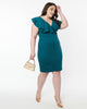 Unique Vintage Plus Size Teal Green V-Neck Ruffle Wiggle Dress - thumbnail