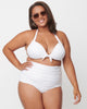Unique Vintage Plus Size Solid White Monroe High Waist Swim Bottom - thumbnail