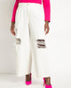 Wide Leg Distressed Jeans- White - thumbnail