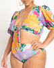 Puff Sleeve Tie Front Bikini Top - thumbnail