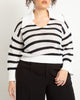 Striped Oversized Collar Sweater - thumbnail