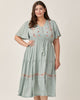 Floral Embroidered V-Neck Midi Dress - thumbnail