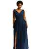 Sleeveless Draped Chiffon Maxi Dress with Front Slit - thumbnail