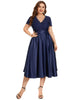 Lace Cap Sleeve V neck Cocktail Dress - thumbnail
