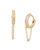 10mm Diamond And 14K Gold Huggies With Chain Gold - thumbnail