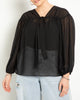 Tunnel Detail Chiffon Blouse- Black Onyx - thumbnail