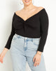 Off The Shoulder Top With Twist- Black Onyx - thumbnail