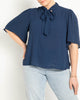 Bow Blouse With Flutter Sleeve - thumbnail