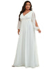 Chiffon V-Neckline Long Sleeve Formal Evening Dress - thumbnail