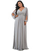 Chiffon V-Neckline Long Sleeve Formal Evening Dress - thumbnail