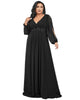 Chiffon V-Neckline Long Sleeve Formal Evening Dress - thumbnail