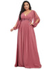 Chiffon V-Neckline Long Sleeve Formal Evening Dress - thumbnail