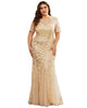 Floral Sequin Mermaid Tulle Evening Dress - thumbnail