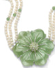 1.20 TCW Jade and Cultured Freshwater Pearl Necklace in .925 Sterling Silver - thumbnail