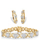 Diamond Accent Gold-Plated 2-Piece "X&O" Hoop Earring and Bracelet Set 7" - thumbnail