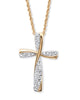 Diamond Accent 18k Gold-plated Silver Two-Tone Cross Pendant Necklace 18" - thumbnail