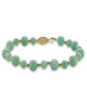 Genuine Green Jade 14k Gold-plated Sterling Silver Beaded Bracelet 8" - thumbnail