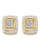 Diamond Accent Squared Two-Tone Gold-Plated Button Earrings - thumbnail